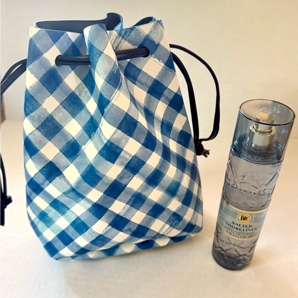 NEW B&BW Salted Shorelines Fragrance Mist + Cinched Tote Bag NWT BBW 2 Piece Set